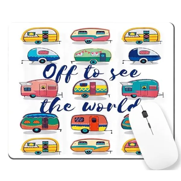 Off to See The World Retro Camper Trailer Mouse Pad