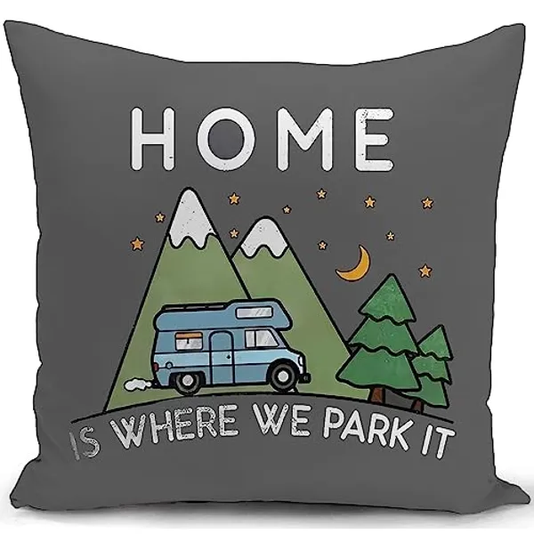 Campervan Cushion Cover - Grey Camping Edition