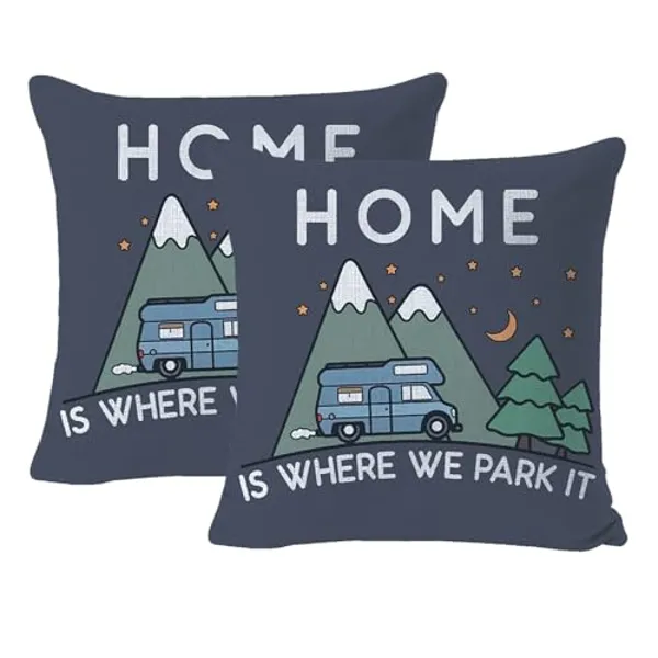 YNR Decor Design Cushion Cover Campervan Home Is Where We Park It 2PCS